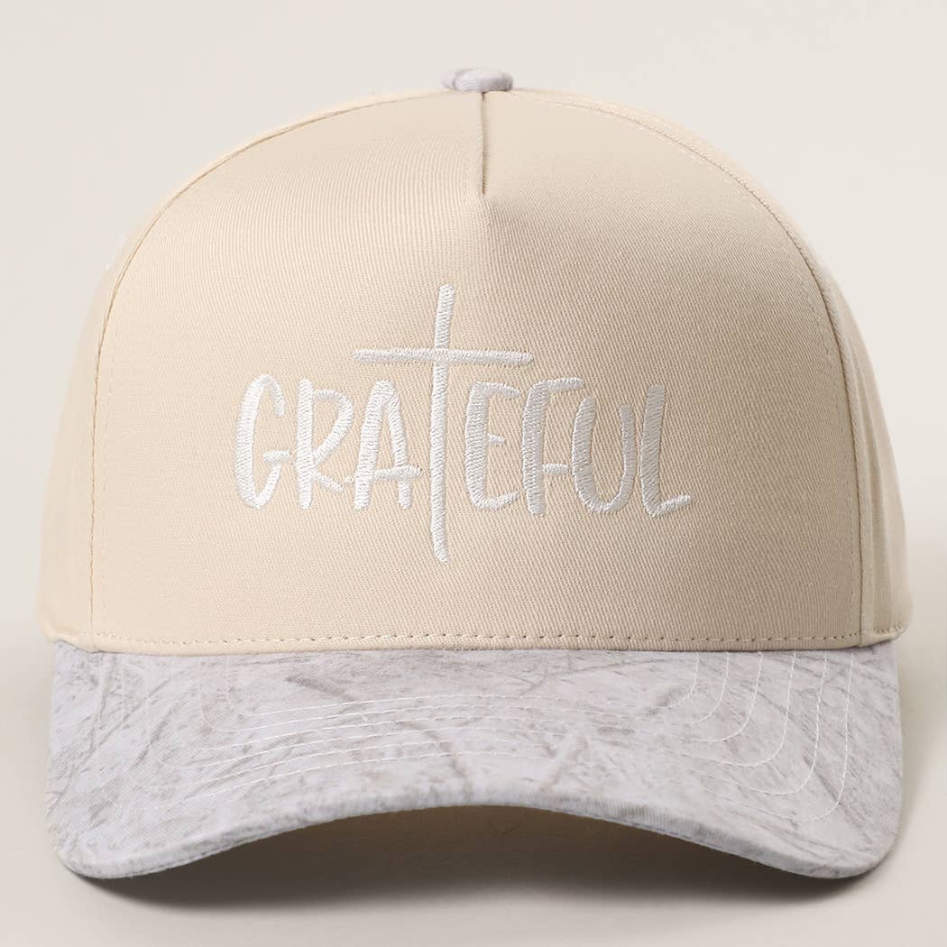 GRATEFUL Cross Embroidered Trucker Hat