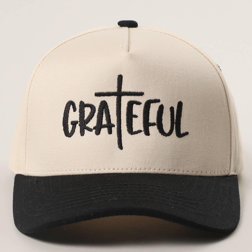 GRATEFUL Cross Embroidered Trucker Hat