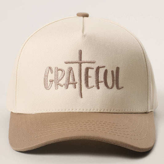 GRATEFUL Cross Embroidered Trucker Hat
