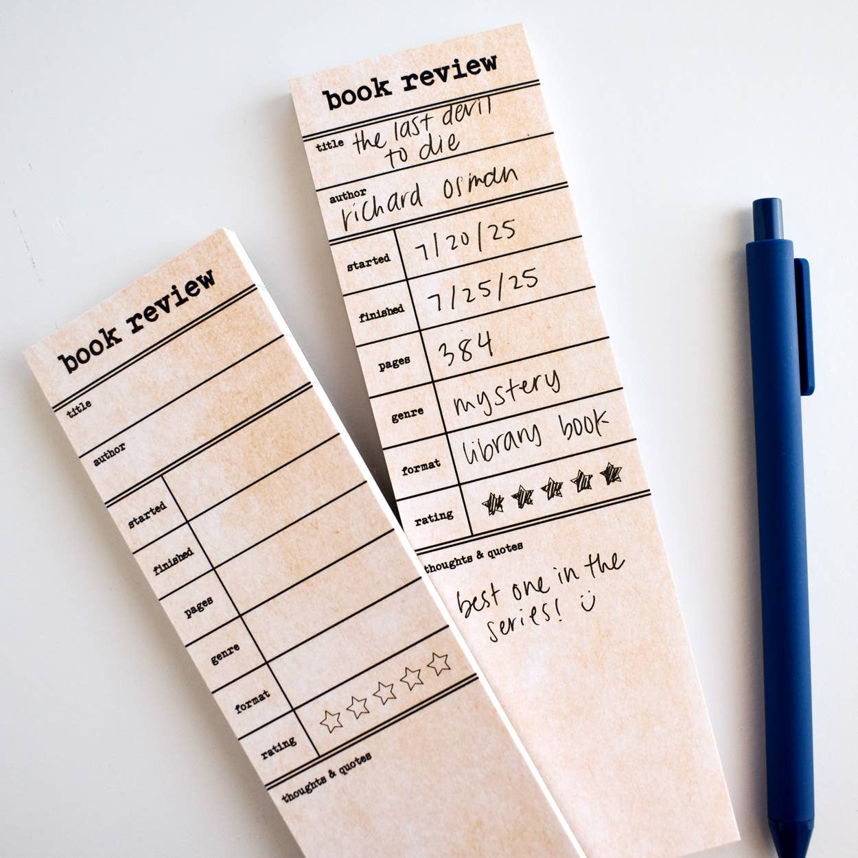Book Mark Review Notepad