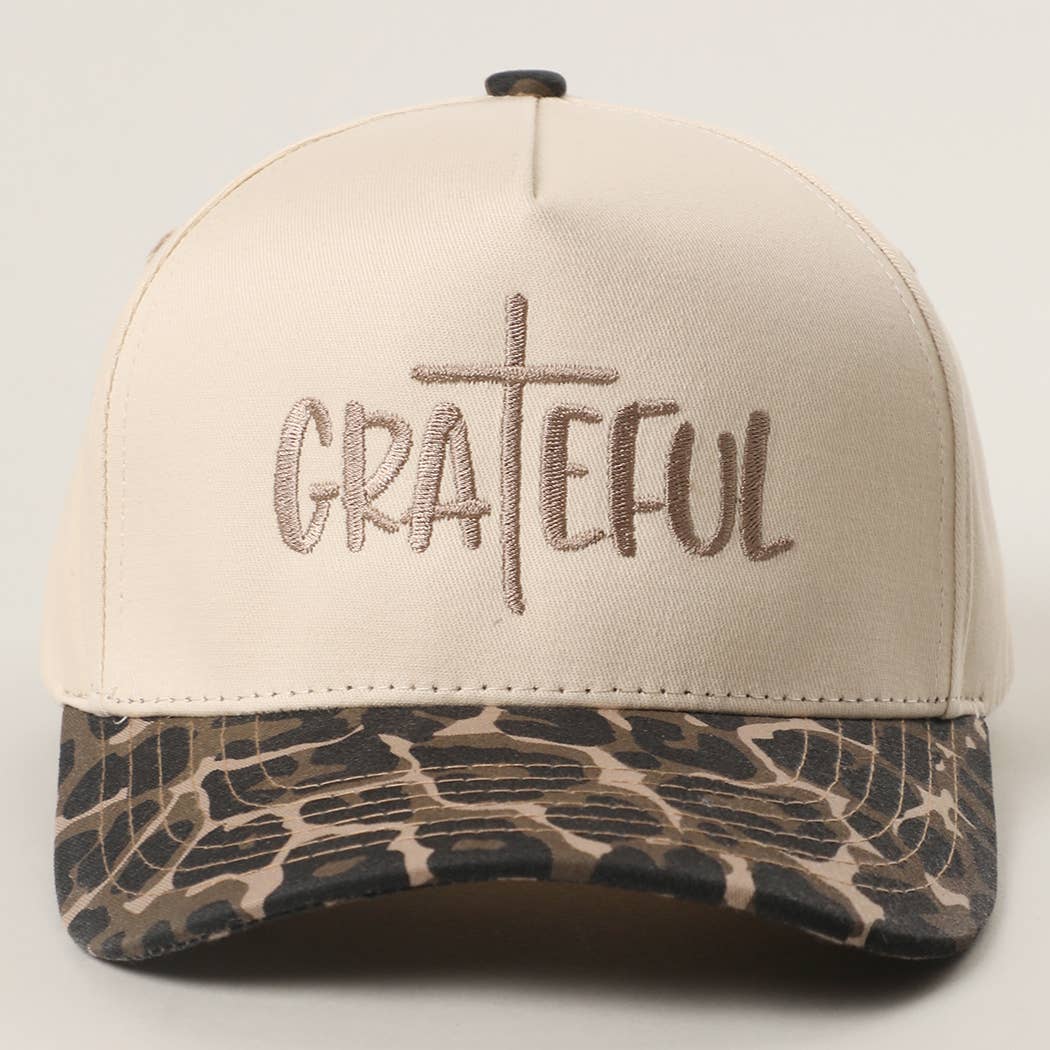 GRATEFUL Cross Embroidered Trucker Hat