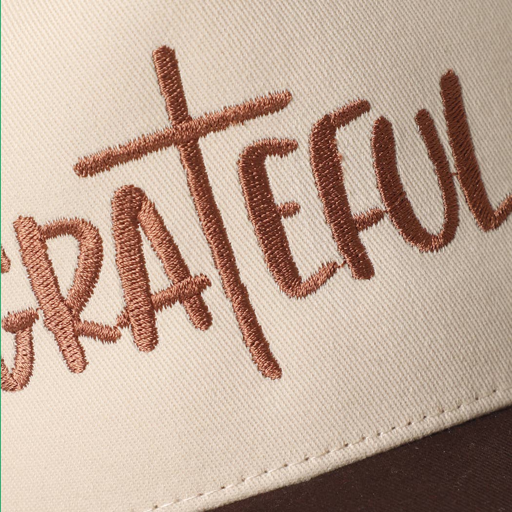 GRATEFUL Cross Embroidered Trucker Hat