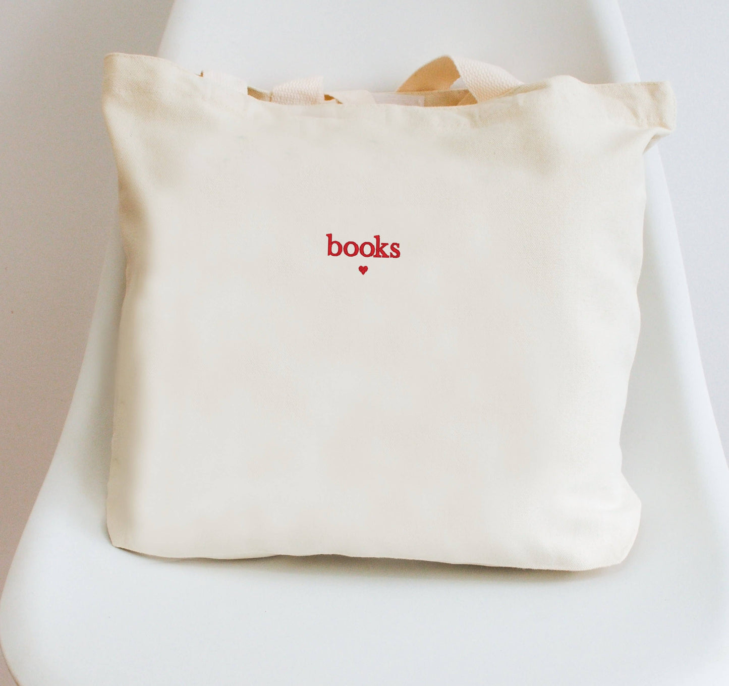 Embroidered Book Lover Tote Bag
