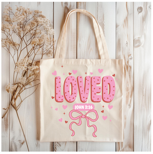 Loved -  John 3:16 Tote Bag