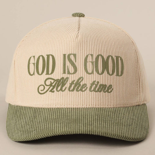 GOD IS GOOD Corduroy Baseball Cap